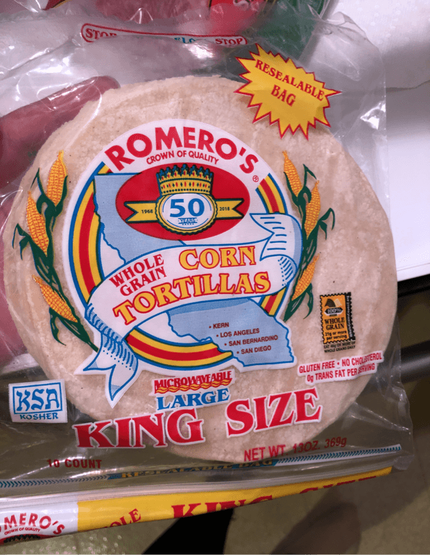 Romero'S Whole Grain Corn Tortillas Large King Size
