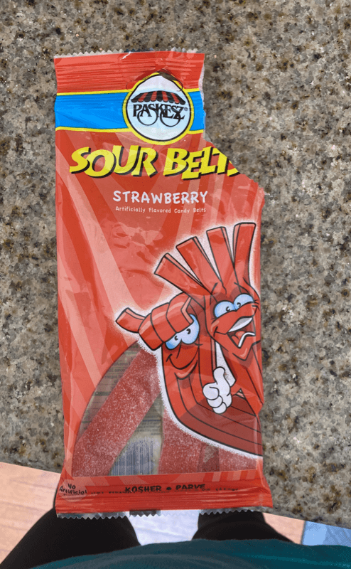 Paskesz Sour Belts Strawberry Flavored Candy Belts