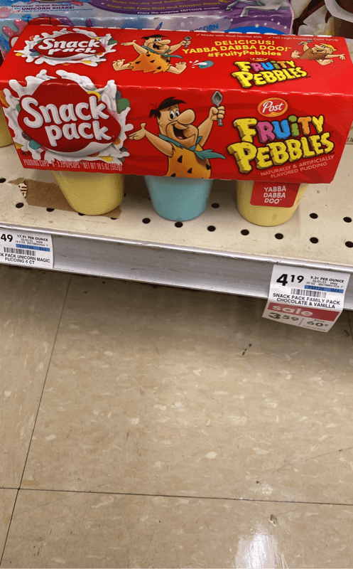 Post Fruity Pebbles Flavored Pudding Snack