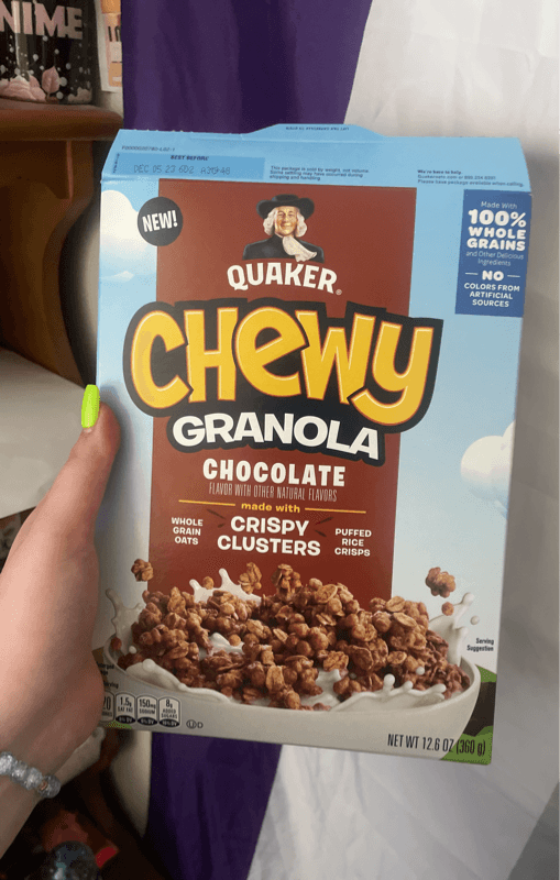 Quaker Chewy Granola Chocolate Made With Crispy Clusters Cereal