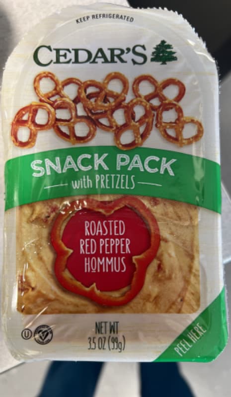 Cedar'S Roasted Red Pepper Hommus Snack Pack With Pretzels