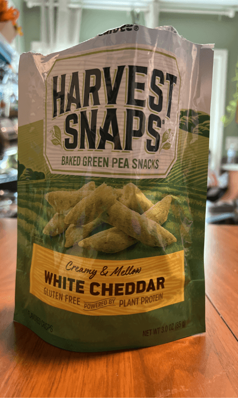 Harvest Snaps Baked Green Pea Creamy & Mellow White Cheddar Flavored Crisps Snacks