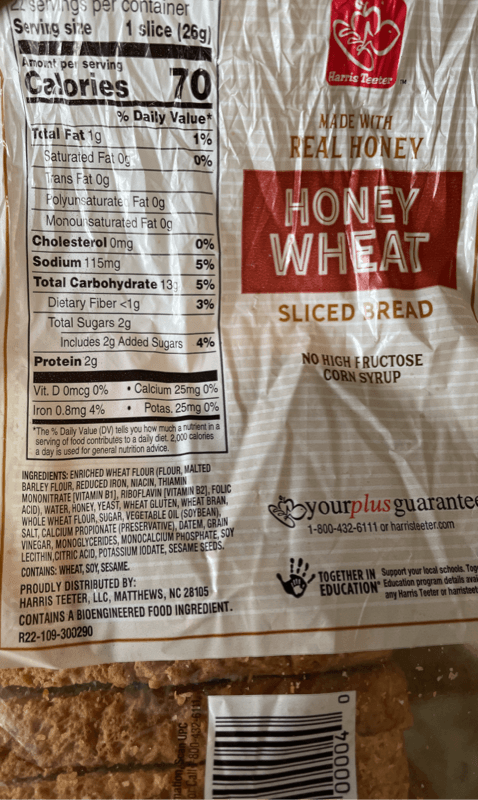 Harris Teeter Honey Wheat Sliced Bread