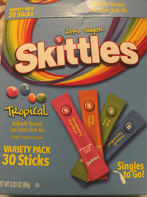 Skittles Zero Sugar Tropical Low Calorie Drink Mix Variety Pack Singles To Go!