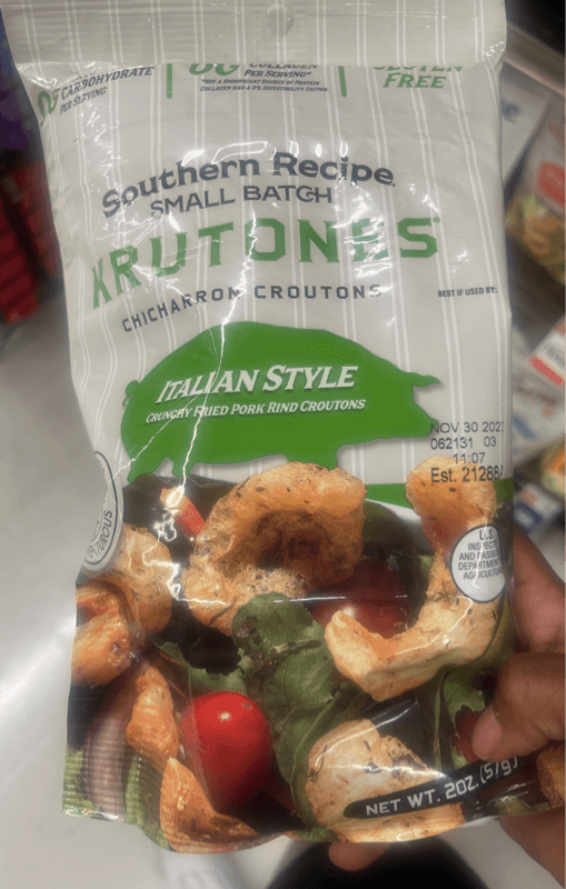 Southern Recipe Small Batch Krutones Chicharron Croutons Italian Style Crunchy Fried Pork Rind Croutons