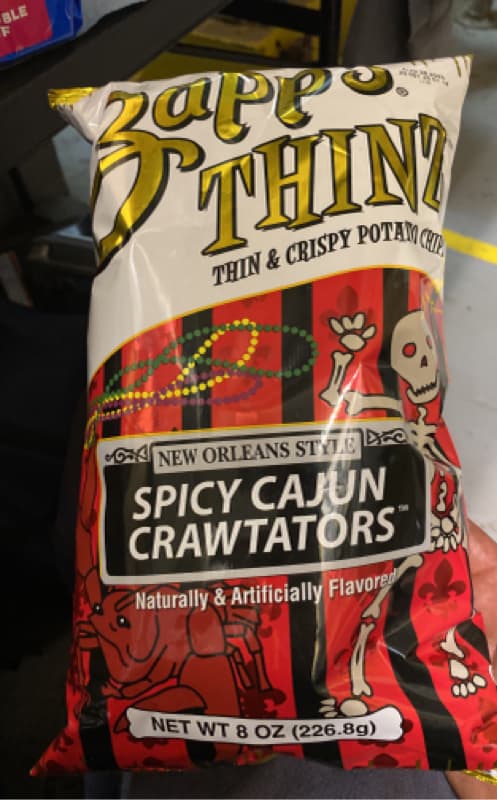 Zapp'S Thinz Thin & Crispy Potato Chips New Orlean Style Spicy Cajun Crawtators