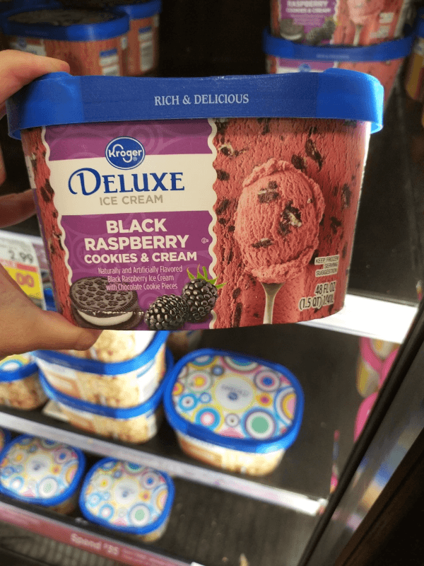 Kroger Deluxe Ice Cream Black Raspberry Cookies & Cream