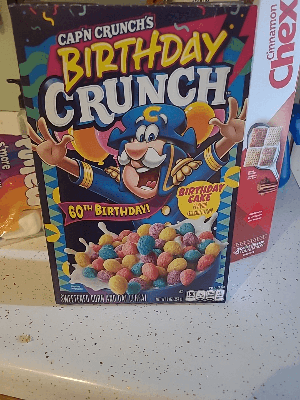 Cap'N Crunch'S Birthday Crunch 60Th Birthday! Sweetened Corn And Oat Cereal Birthday Cake Flavor