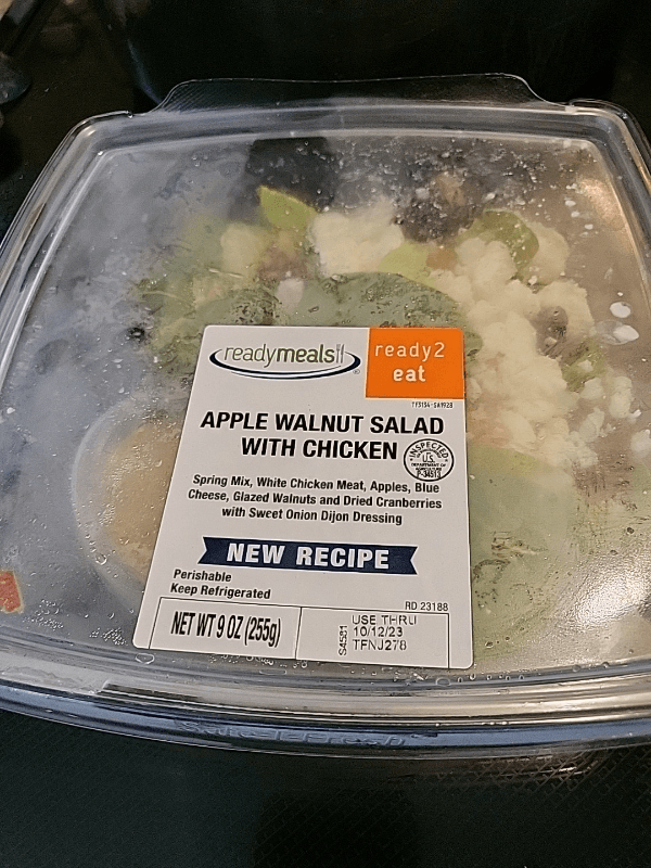 Ready Meals Apple Walnut Salad With Chicken Spring Mix, White Chicken Meat, Apples, Blue Cheese, Glazed Walnuts And Dried Cranberries With Sweet Onion Dijon Dressing