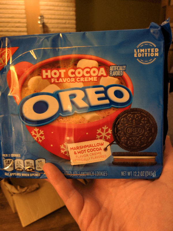 Nabisco Oreo Hot Cocoa Flavor Creme Chocolate Sandwich Cookies Limited Edition