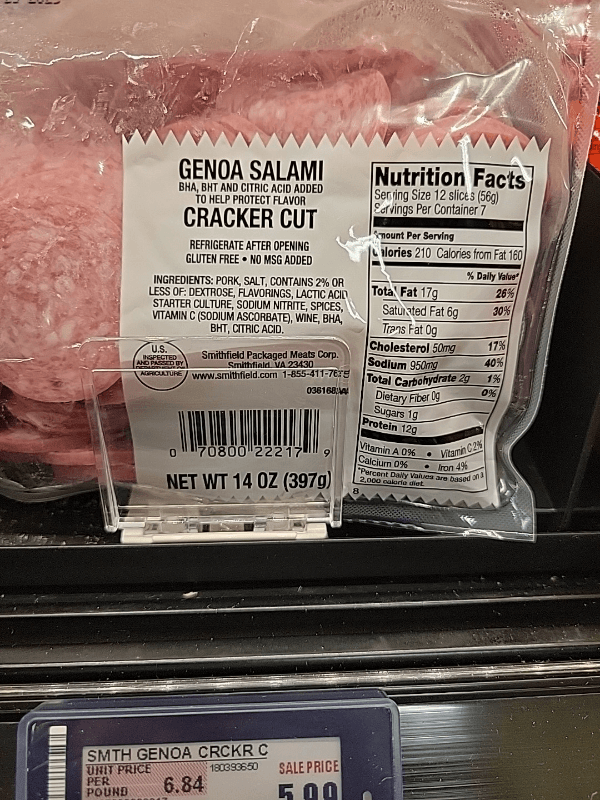 Smithfield Cracker Cut Genoa Salami