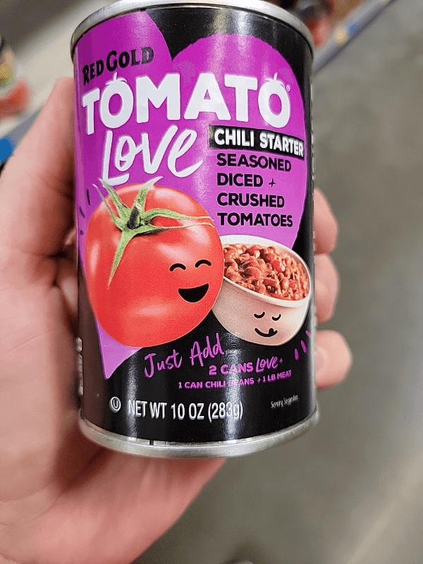 Red Gold Tomato Love Seasoned Diced + Crushed Tomatoes Chili Starter