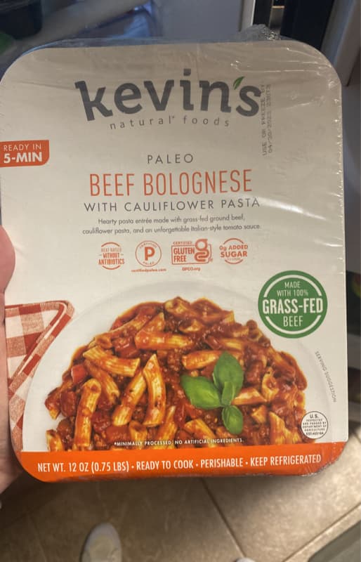 Kevin'S Natural Foods Paleo Beef Bolognese With Cauliflower Pasta
