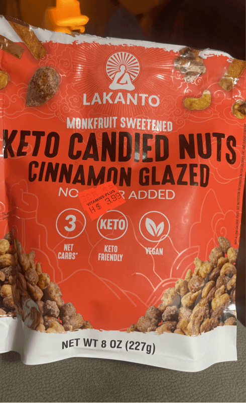 Lakanto Monkfruit Sweetened Keto Candied Nuts Cinnamon Glazed