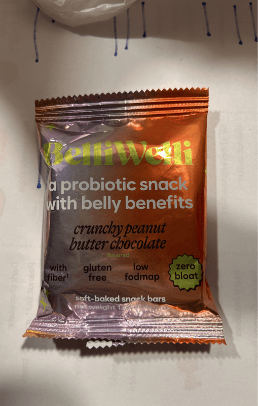 Belliwelli Soft-Baked Probiotic Snack Bar Crunchy Peanut Butter Chocolate