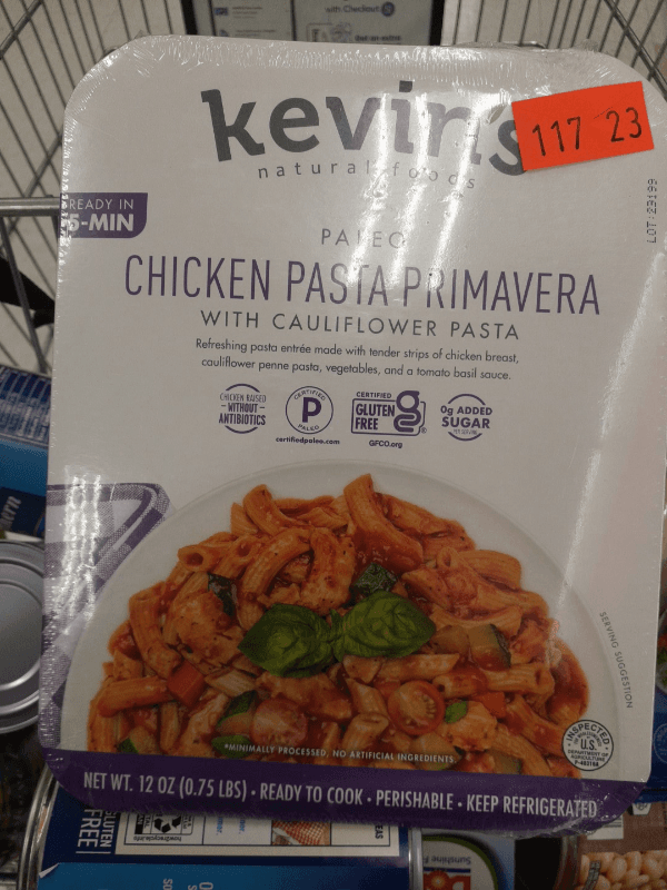 Kevin'S Natural Foods Paleo Chicken Pasta Primavera With Cauliflower Pasta