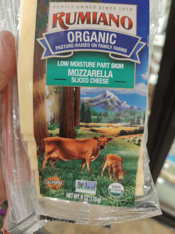 Rumiano Organic Low Moisture Part Skim Mozzarella Sliced Cheese