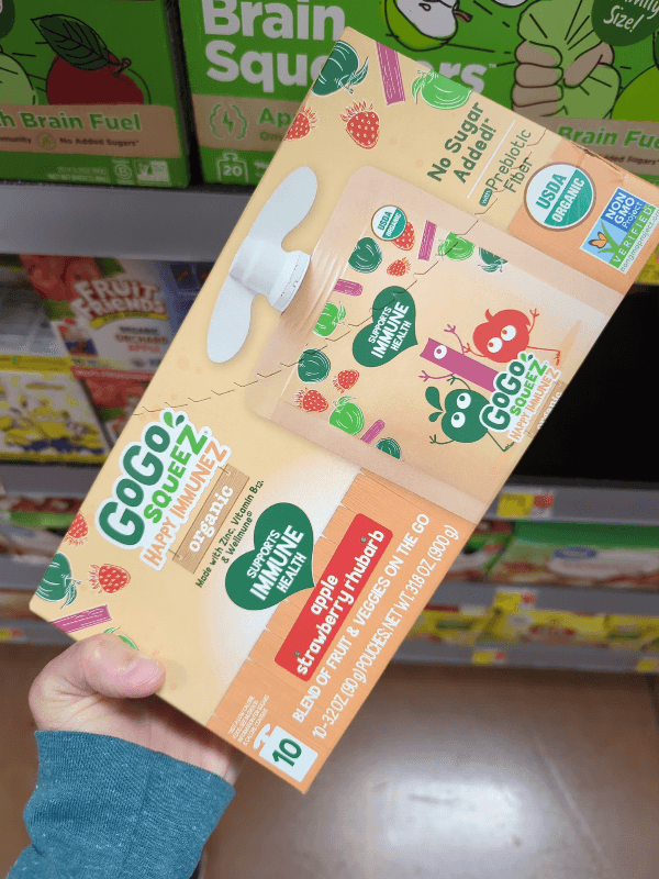 Gogo Squeez Happy Immunez Organic Apple Strawberry Rhubarb Blend Of Fruit & Veggies