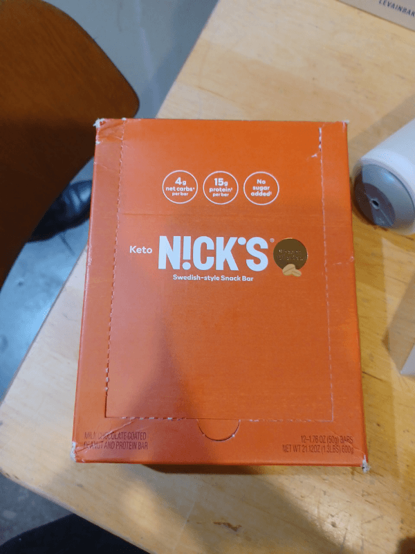 Nick'S Keto Swedish-Style Snack Bar Milk Chocolate Coated Peanut And Protein Bar