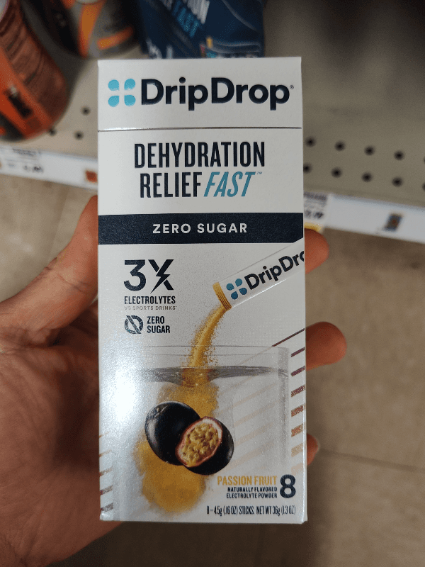 Drip Drop Dehydration Relief Fast Passion Fruit Flavor Electrolyte Powders