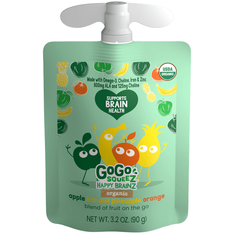 Gogo Squeez Happy Brainz Organic Apple Banana Pineapple Orange Fruit On The Go