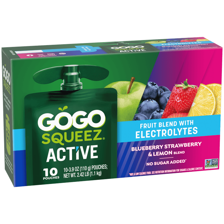 Gogo Squeez Active Fruit Blend With Electrolytes Blueberry Strawberry & Lemon Blend