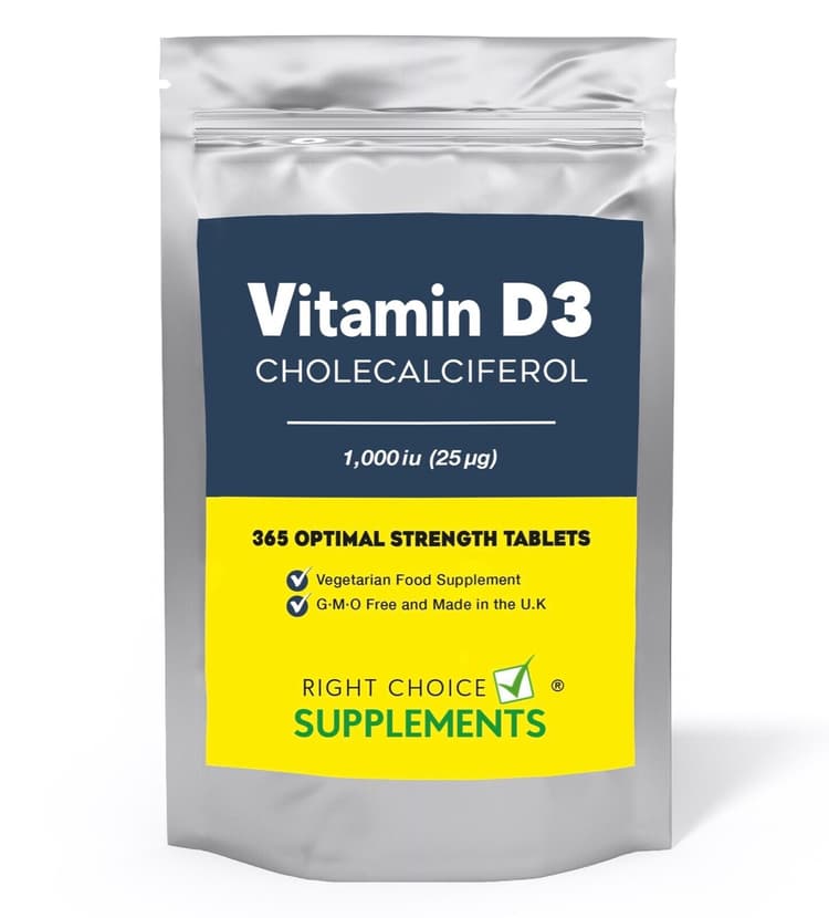 Right Choice Supplements Vitamin D3 Cholecalciferol 1,000 Iu, 365 Optimal Strength