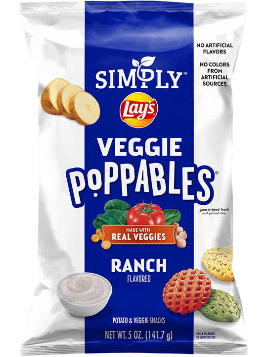 Simply Lay’S Veggie Poppables Ranch Flavored Potato & Veggie Snacks