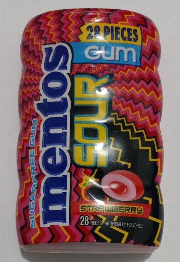 Mentos Sour Sugar Free Gum Strawberry