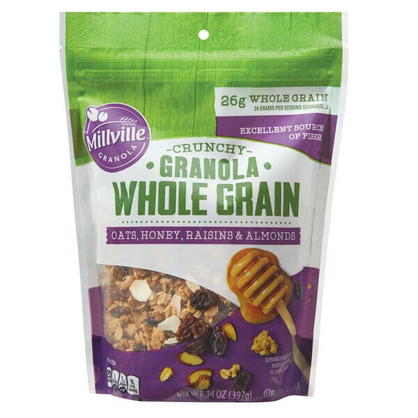 Millville Crunchy Whole Grain Granola - Oats, Honey, Raisins & Almonds