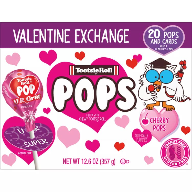 Tootsieroll Valentine Exchange Cherry Pops
