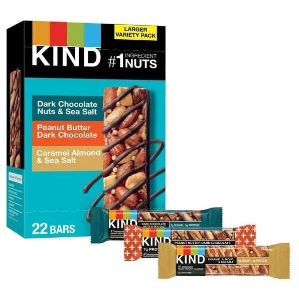 Kind Variety Pack: Dark Chocolate Nuts & Sea Salt, Peanut Butter Dark Chocolate And Caramel Almond & Sea Salt