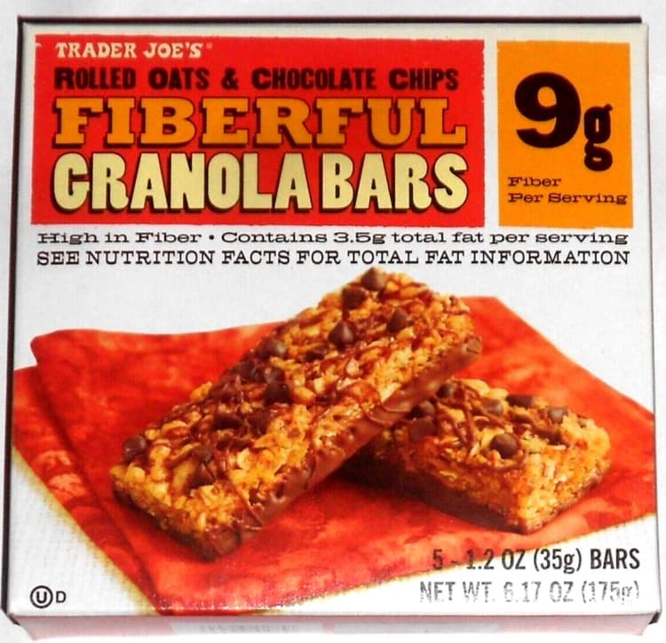 Trader Joe'S Rolled Oats & Chocolate Chips Fiberful Granola Bars