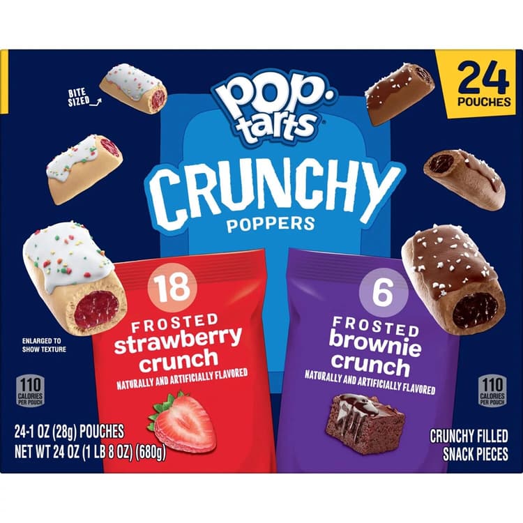 Pop-Tarts Crunchy Poppers Frosted Strawberry And Frosted Brownie Crunchy Filled Snack Pieces 24 Pouches