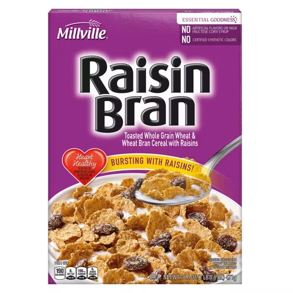 Millville Raisin Bran Toasted Whole Grain Wheat & Wheat Bran Cereal With Raisins