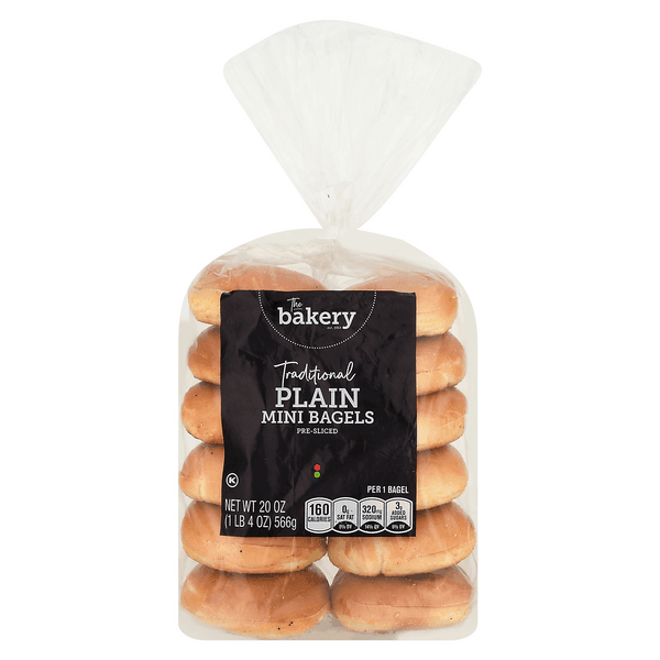 Stop & Shop The Bakery Traditional Mini Plain Pre-Sliced Bagels