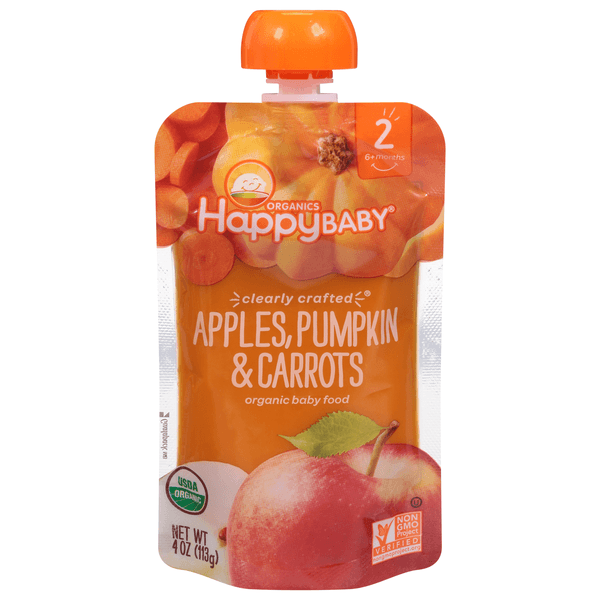 Happy Baby Organics Clearly Crafted Stage 2 Apples Pumpkin And Carrots Pouch