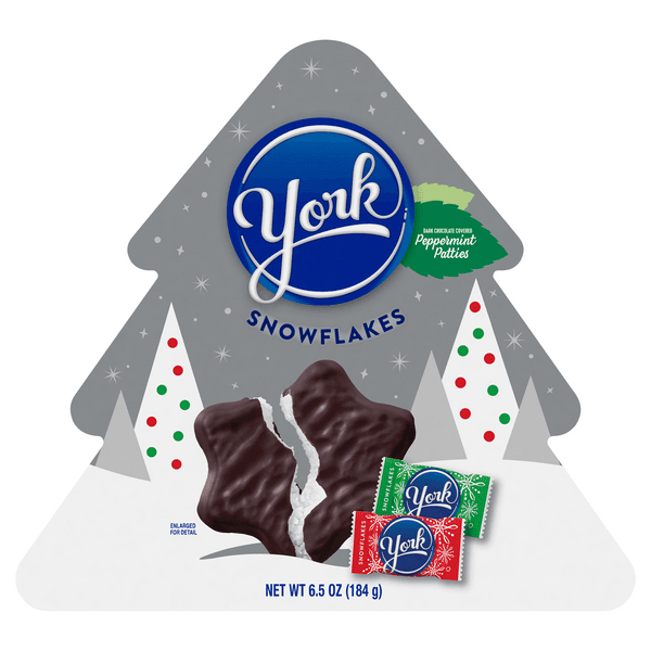 York Christmas Snowflakes Dark Chocolate Covered Peppermint Patties Candy