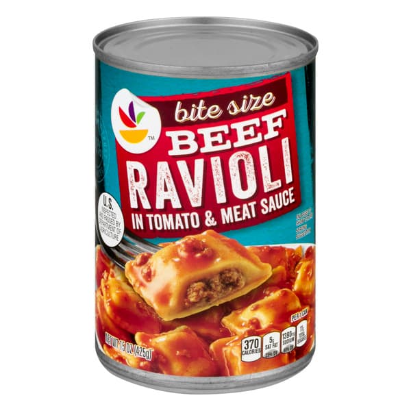 Giant Ravioli Beef Bite Size In Tomato & Meat Sauce