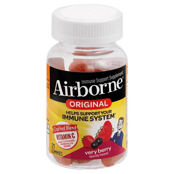 Airborne Original Immune System Support Supplement Gummies Very Berry