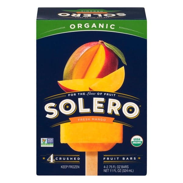Solero Organic Crushed Fruit Bars Fresh Mango