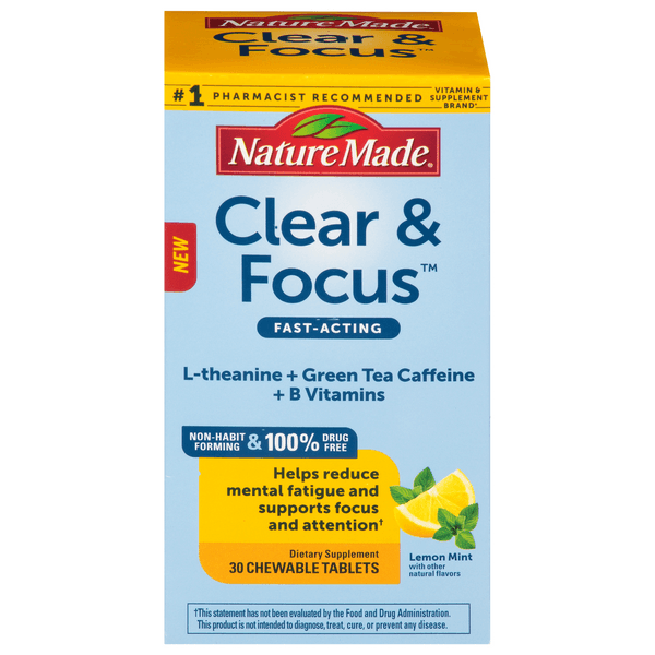 Nature Made Clear & Focus Fast Acting Chewable Tablets Lemon Mint