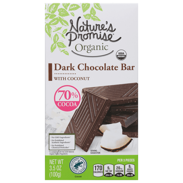 Nature'S Promise Organic Dark Chocolate Bar With Coconut 70% Cocoa