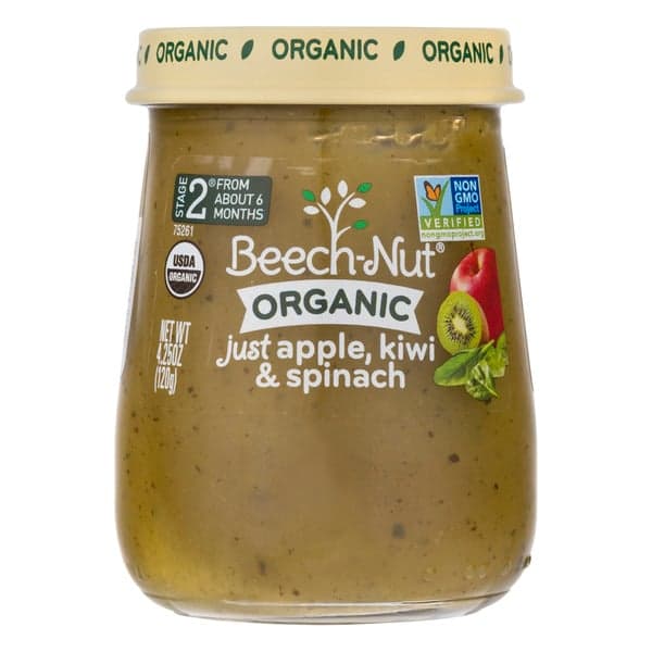 Beech-Nut Stage 2 Baby Food Just Apple Kiwi & Spinach Organic