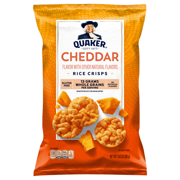 Quaker Popped Rice Crisps Gluten Free Cheddar Cheese