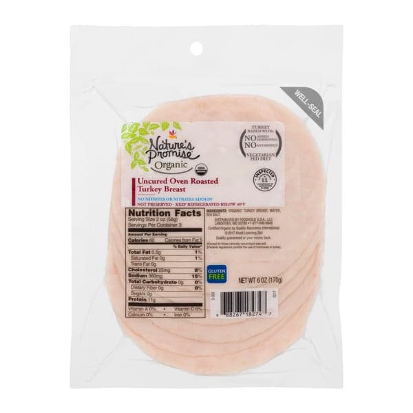 Nature'S Promise Organic Uncured Oven Roasted Turkey Breast Sliced
