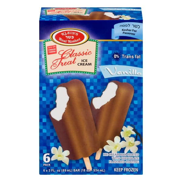Klein'S Real Kosher Classic Treat Ice Cream Bars Vanilla