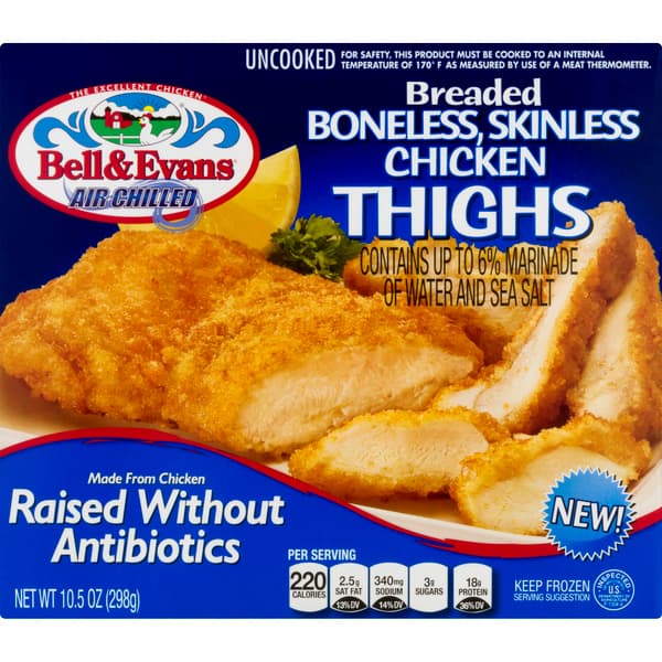 Bell & Evans Air Chilled Breaded Chicken Thighs Boneless Skinless