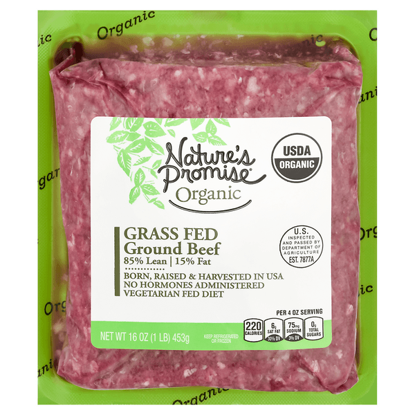 Nature'S Promise Organic Grass-Fed 85% Lean 15% Fat Ground Beef