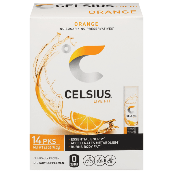 Celsius Live Fit On-The-Go Fitness Drink Orange